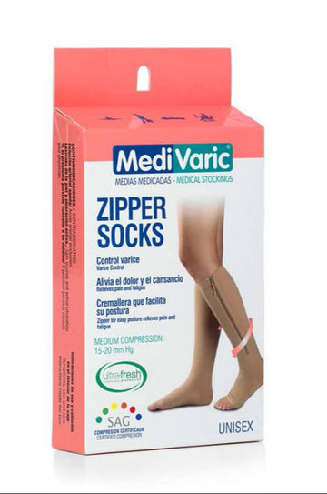 Media unisex con cierre PC negra 15-20 mmHg talla M