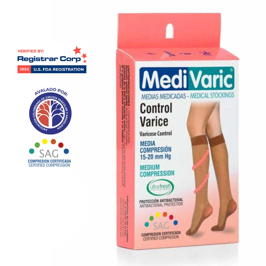 Medias de Compresión Mediana – Rodilla Punta Cerrada Transparente 15-20mmHg 1123