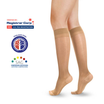 Medias de Compresión Mediana – Rodilla Punta Cerrada Transparente 15-20mmHg 1123