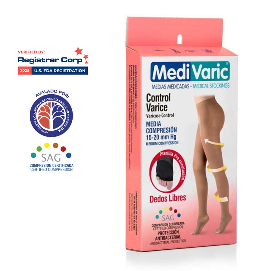 Medias a la Cadera Dedos Libres Transparente 15-20mmHg 1127