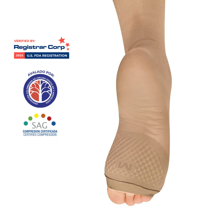 Medias a la Cadera Dedos Libres Transparente 15-20mmHg 1127