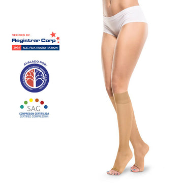 Medias a la Rodilla Dedos Libres Transparente 15-20mmHg 1129