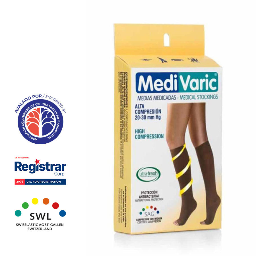 Media de Compresión Alta – Rodilla Dedos Libres Opaca 20-30mmHg 1233