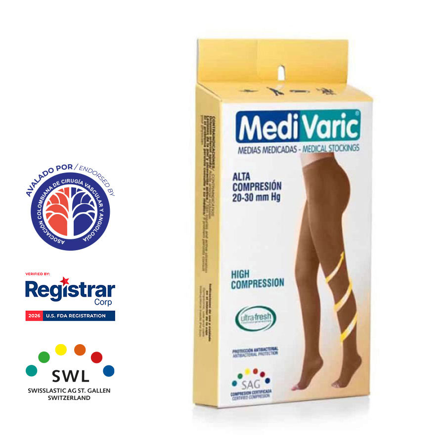 Medias de Compresión Alta – Cadera Dedos Libres Opaca 20-30mmHg 1437