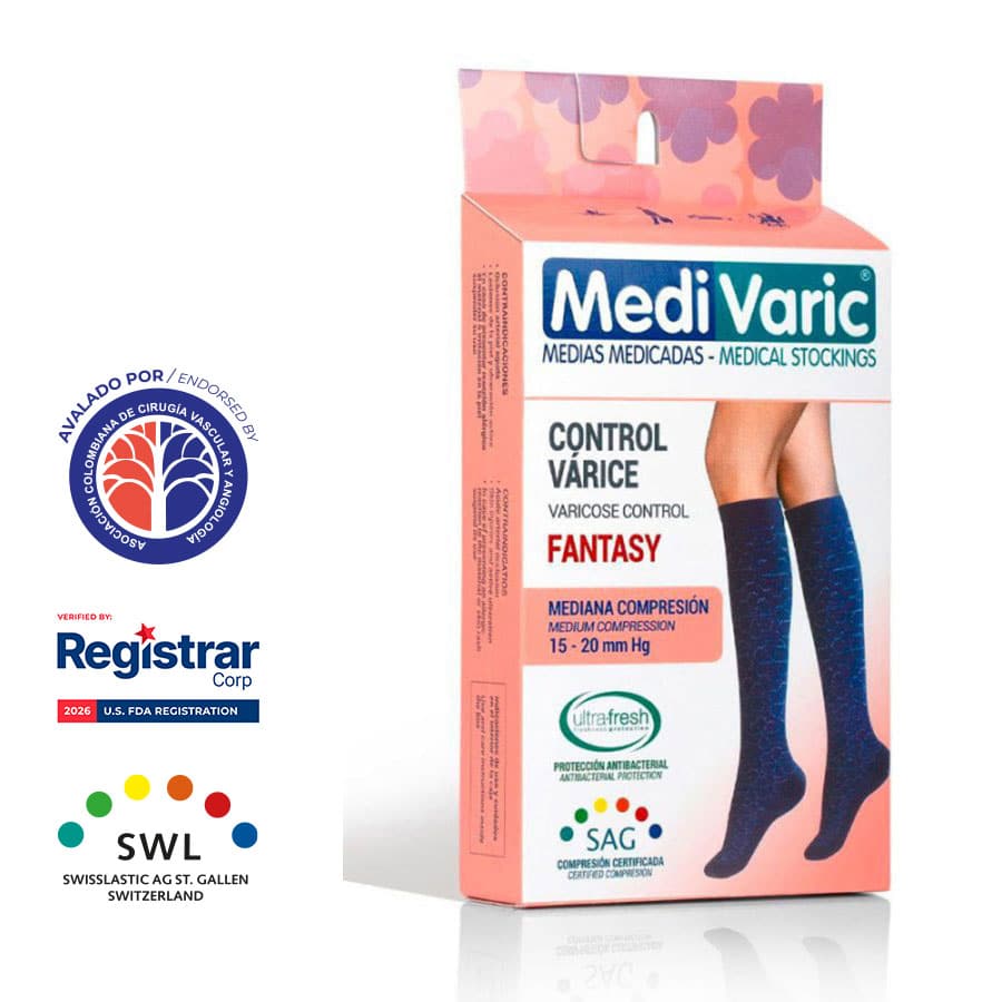 Media a la Rodilla con Diseño Fantasy para Dama 15-20mmHg 1723