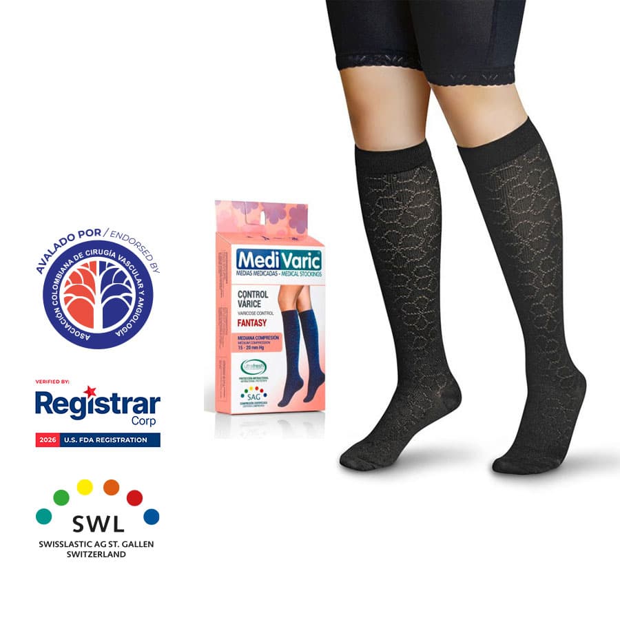 Media a la Rodilla con Diseño Fantasy para Dama 15-20mmHg 1723