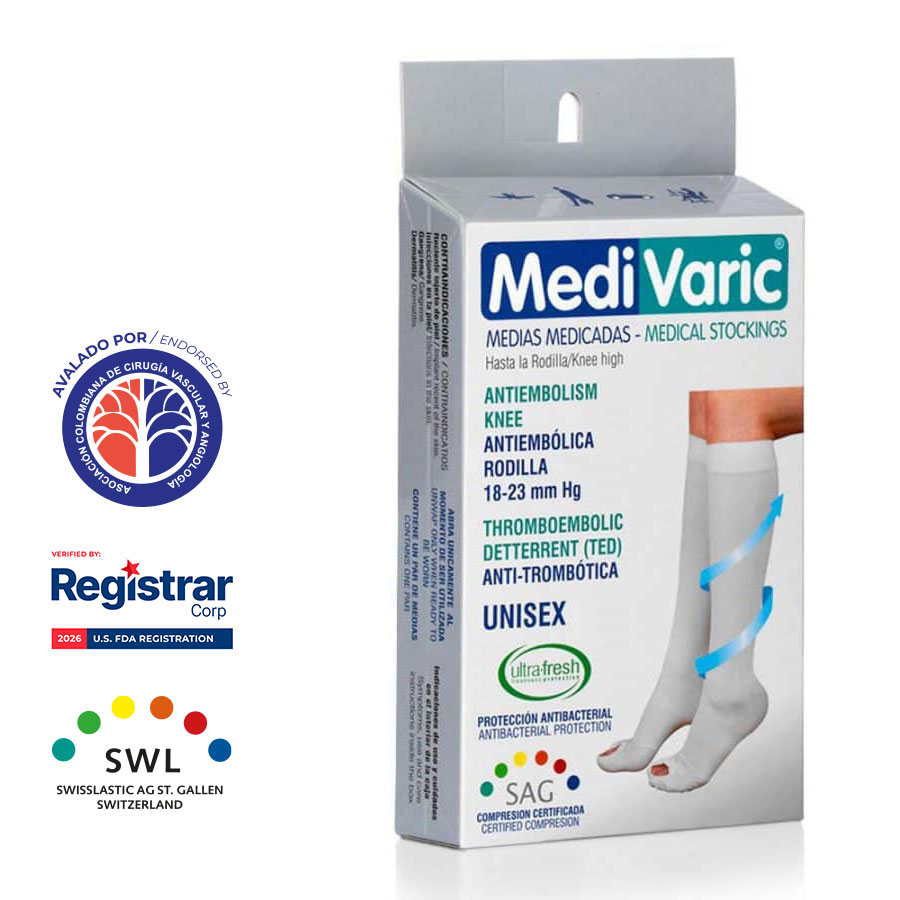 Medias Antiembólicas Rodilla Blanco 18-23mmHg 4463