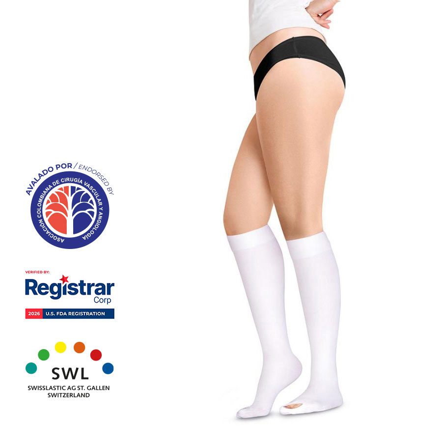 Medias Antiembólicas Rodilla Blanco 18-23mmHg 4463
