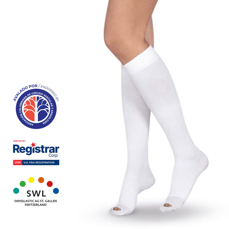 Medias Antiembólicas Rodilla Blanco 18-23mmHg 4463