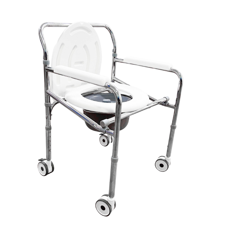 Silla Sanitaria Plegable En Acero Con Ruedas SKU VH605