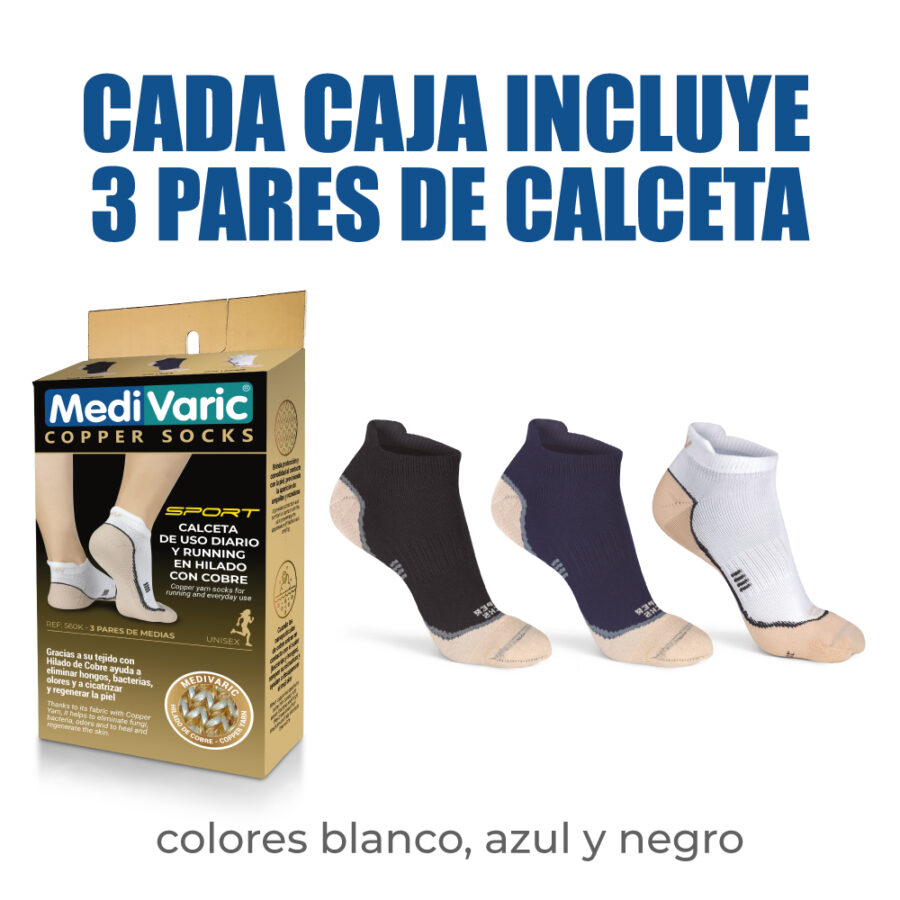 Pack x 3 Unidades - Calcetas Unisex con Hilado de Cobre Copper Socks