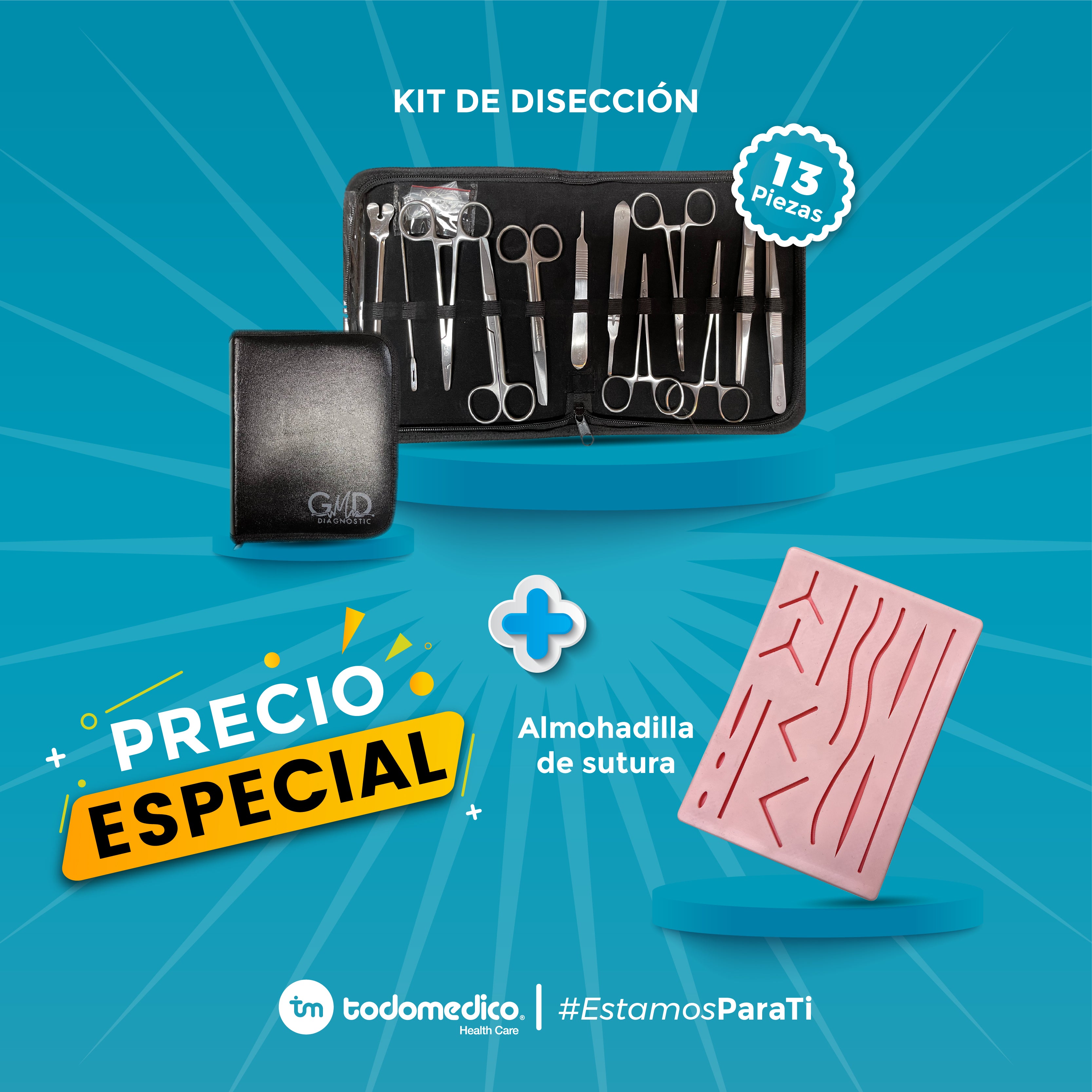 COMBO KIT DE DISECCION + ALMOHADILLA DE SUTURAS