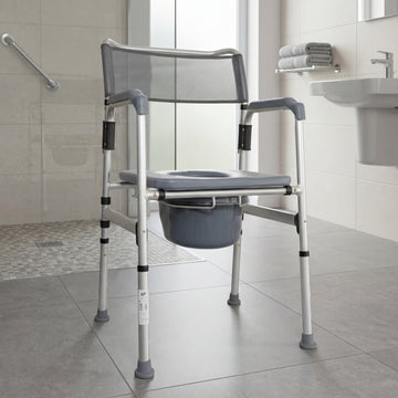 Silla Sanitario Cómodo Plegable En Aluminio Konfort Basic KB215SR-AL