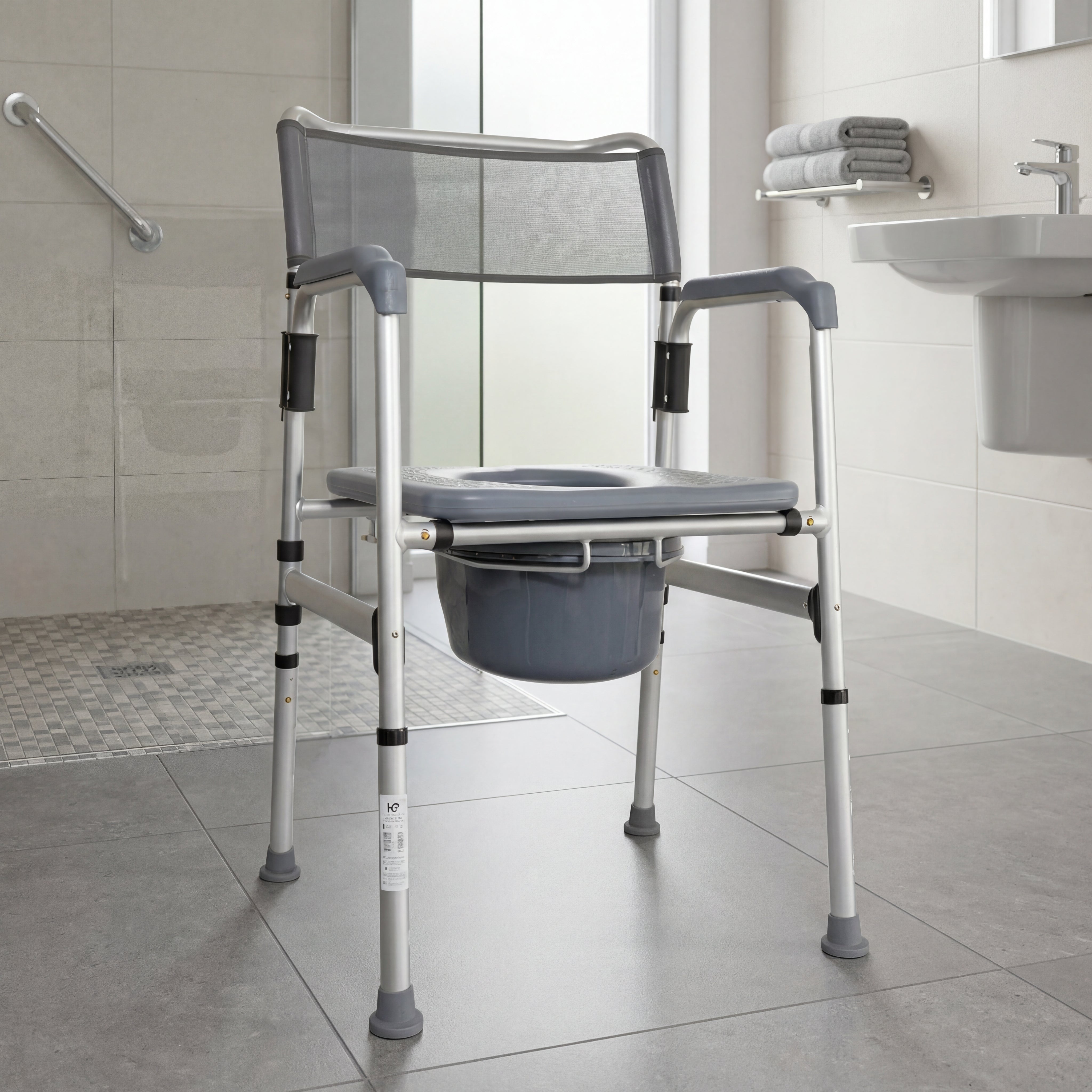 Silla Sanitario Cómodo Plegable En Aluminio Konfort Basic KB215SR-AL