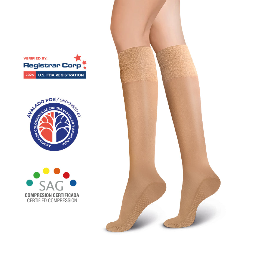 Medias de Compresión Baja 8-15 mmHg, Rodilla Punta Cerrada