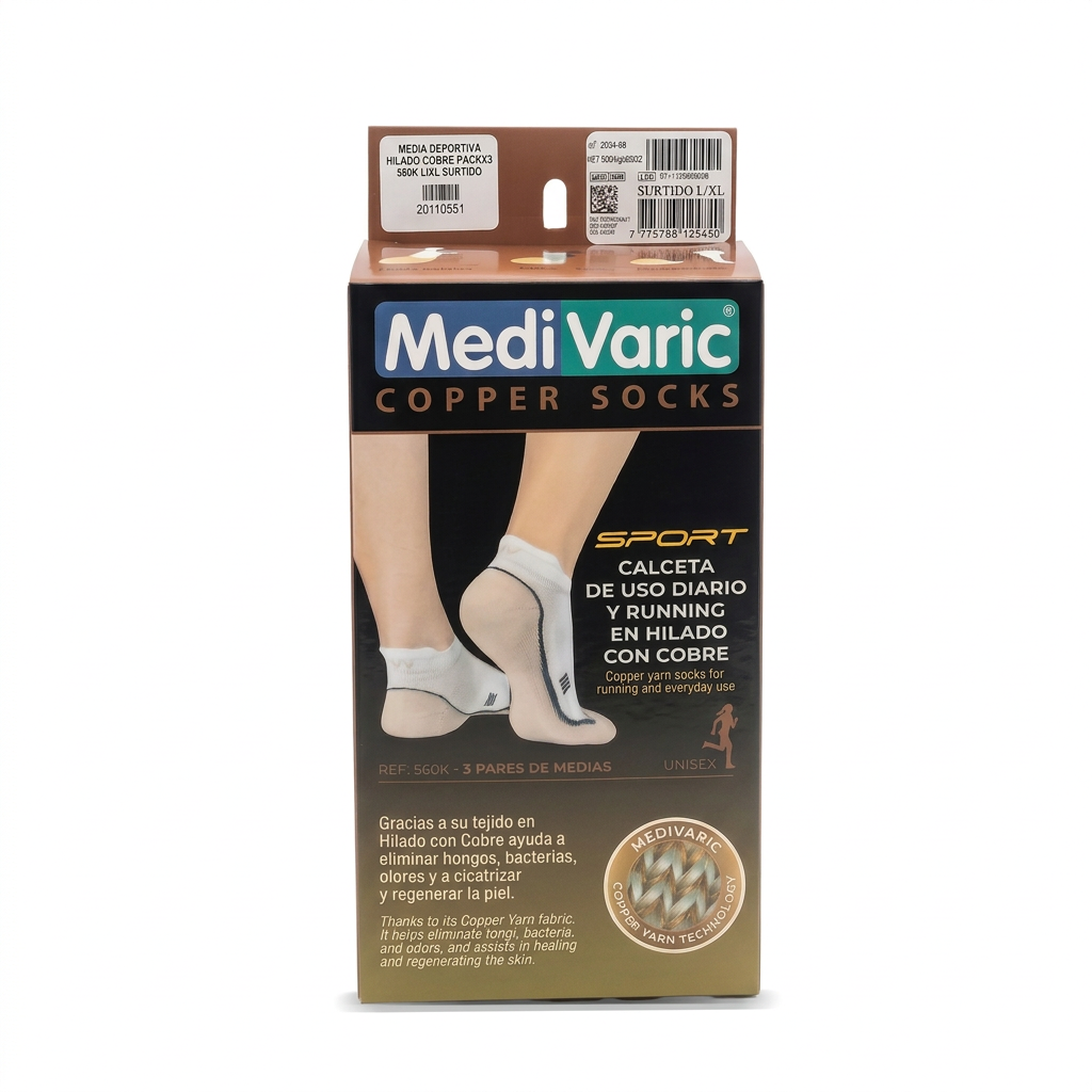 Pack x 3 Unidades - Calcetas Unisex con Hilado de Cobre Copper Socks